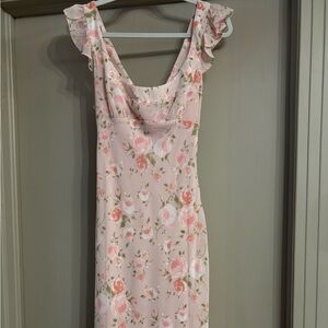 Chic Floral Maxi Dress in Soft Pink